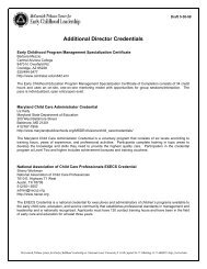 Additional Director Credentials - Leadership to INtegrate the Early ...