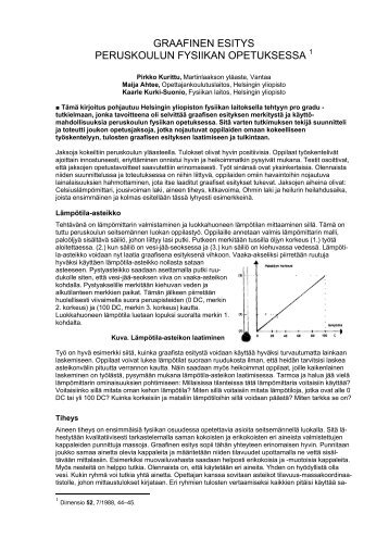 Graafinen esitys peruskoulun fysiikan opetuksessa.