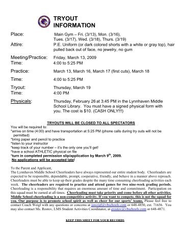 Cheerleading Tryouts - Lynnhaven Middle School