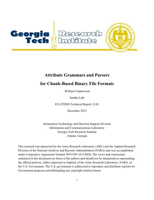 Attribute Grammars and Parsers for Chunk-Based Binary File Formats