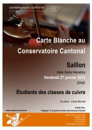 Carte Blanche au Conservatoire Cantonal Saillon