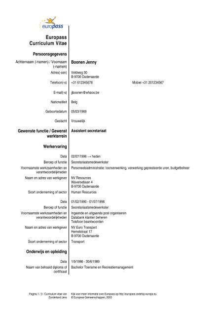 Europass Curriculum Vitae