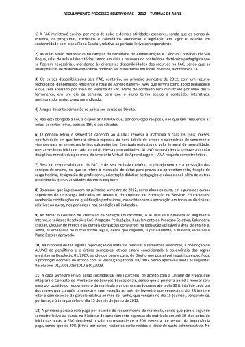 REGULAMENTO PROCESSO SELETIVO UNINOVE â 1Âº Semestre ...