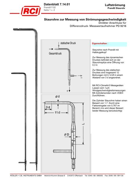 RCI - PD 9216v - Rösler + Cie. Instruments GmbH