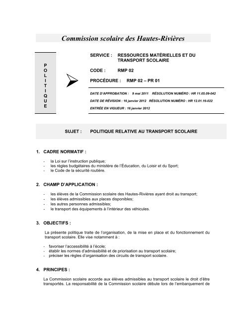 RMP 02 - Commission scolaire des Hautes-RiviÃ¨res