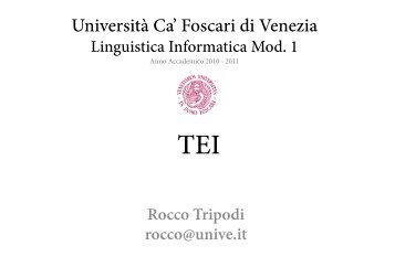 TEI - Laboratorio di Linguistica computazionale - UniversitÃ  Ca