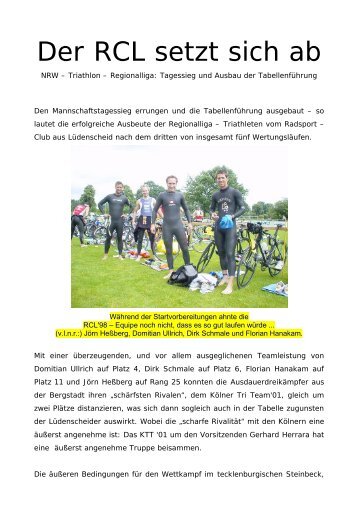 Bericht Triathlon Regionalliga Steinbeck - Radsport Club ...