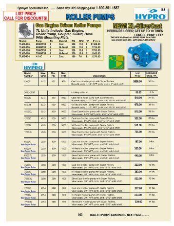 ROLLER PUMPS - Sprayer Specialties, Inc.