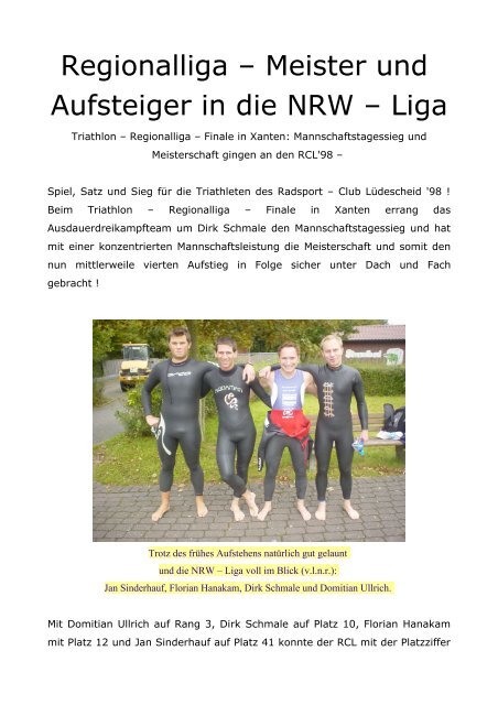 Triathlon-Team wird Meister der Regionalliga und steigt
