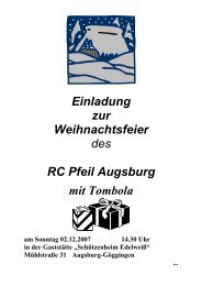 Liebe Pfeiler, hallo Freunde des RC Pfeil - RC Pfeil Augsburg