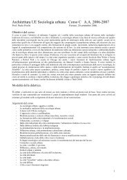 Sociologia urbana Corso b - UniversitÃ  degli Studi di Firenze