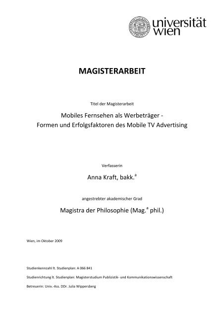 MAGISTERARBEIT