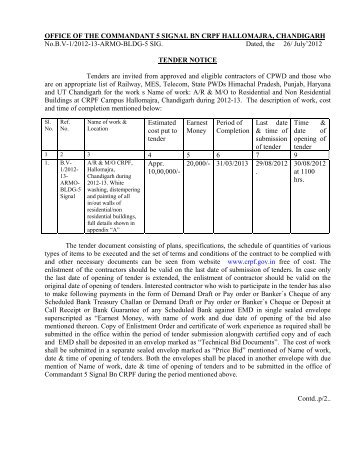 OFFICE OF THE COMMANDANT 5 SIGNAL BN CRPF ...