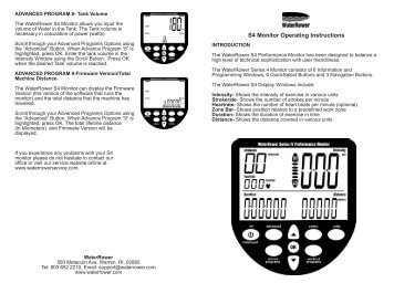 S4 Monitor Operating Instructions - Waterrower.biz