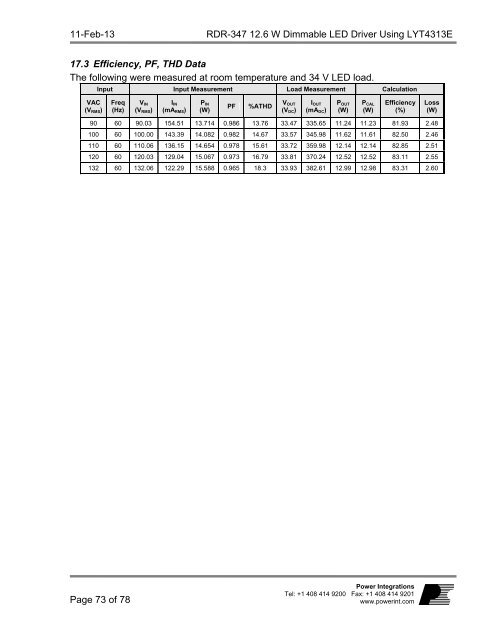 Title Reference Design Report for a 12.6 W, TRIAC ... - ThomasNet