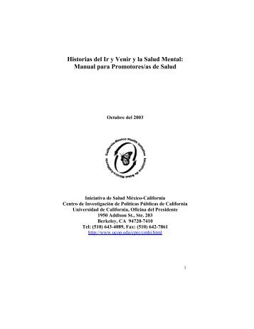 Historias del Ir y Venir y la Salud Mental: Manual para Promotores ...