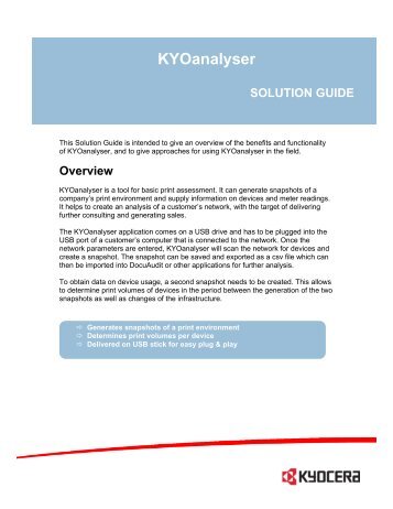 KYOanalyser User Guide - KYOCERA Document Solutions