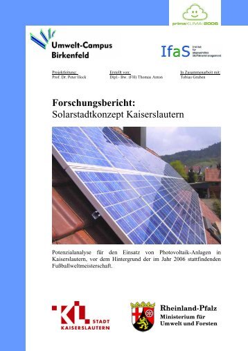 Solarstadtkonzept Kaiserslautern - Kaiserslautern Stadtplan - Stadt ...