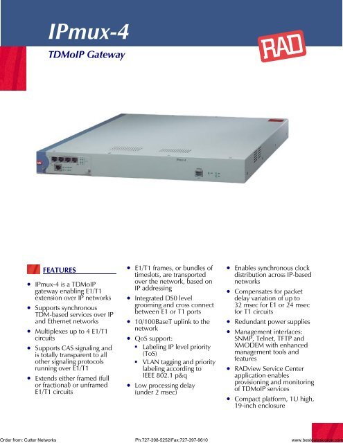 Tdmoip IPmux-4 TDMoIP Gateway - Cutter Networks