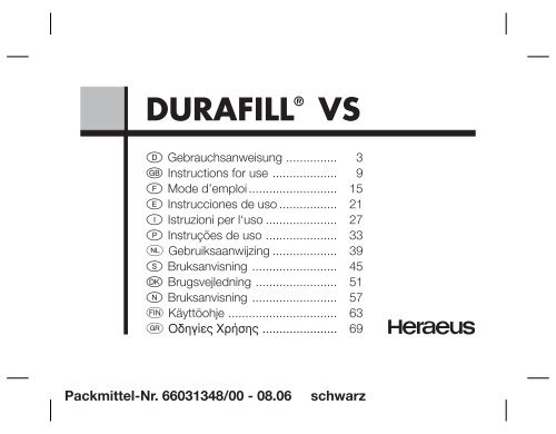 DURAFILLÂ® VS - Heraeus Kulzer