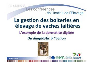 La gestion des boiteries - Institut de l'Elevage