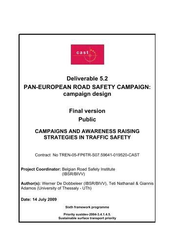 Deliverable 5.2 PAN-EUROPEAN ROAD SAFETY CAMPAIGN ...
