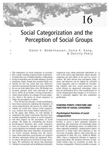 Social Categorization and the Perception of Social Groups
