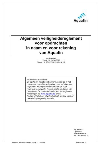 Algemeen veiligheidsreglement - Aquafin
