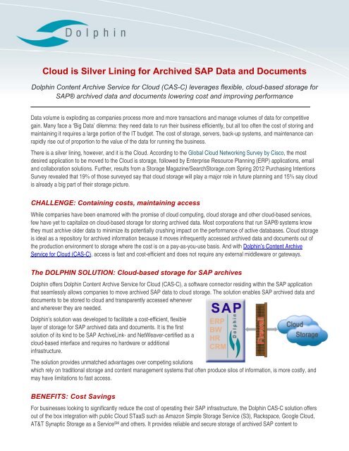 Cloud Storage for SAP Archived Data - Dolphin