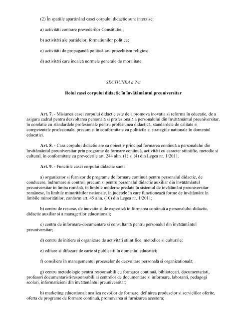 Regulament de organizare si functionare CCD - Casa Corpului ...