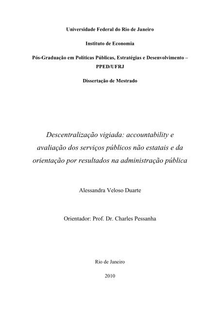 Descentralização vigiada: accountability e avaliação ... - IE – UFRJ