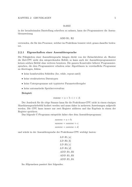 Assembler und Computergrafik - Eingebettete Systeme - Goethe ...