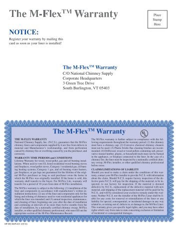 NOTICE: The M-FlexTM Warranty - National Chimney