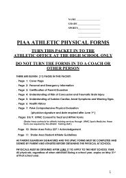 PIAA ATHLETIC PHYSICAL FORMS - Shaler Area School District