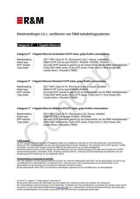 Meetinstellingen_Certificeren t.b.v. website - R&amp;M