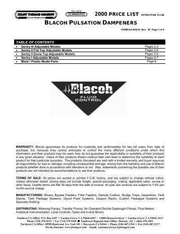 BLACOH PULSATION DAMPENERS - JL Wingert Company