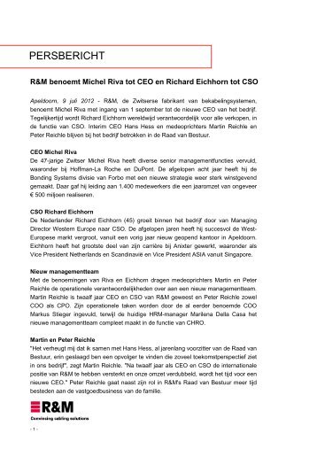 Richard Eichhorn nieuwe CSO R&M hoofdkantoor Zwitserland