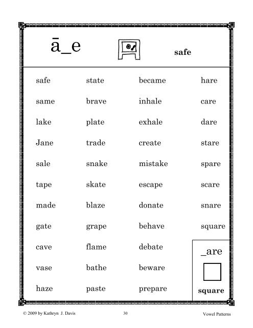 Vowel Patterns - Sound City Reading