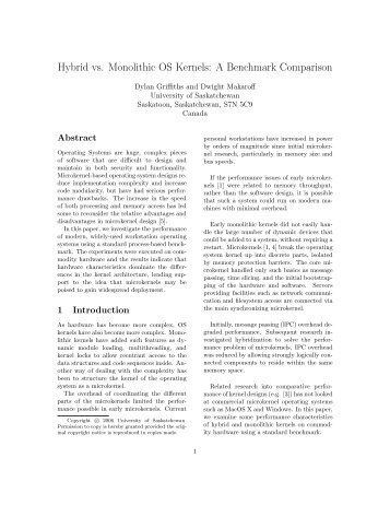 Hybrid vs. Monolithic OS Kernels: A Benchmark Comparison