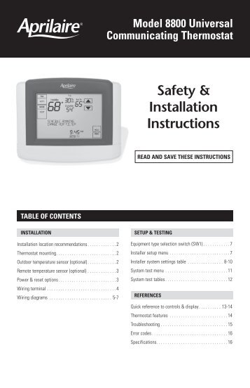 aprilaire 1730a installation manual Aprilaire work light 1730a user guide | manualsonline. Com.