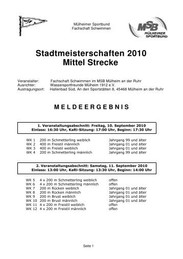 Stadtmeisterschaften 2010 Mittel Strecke