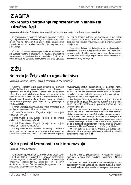 List VIJESTI SÅ½H prosinac, broj 11 ( PDF) - Sindikat Å½eljezniÄara ...