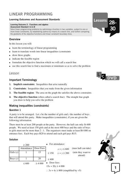 Gr 12 Linear Programming - Maths Excellence