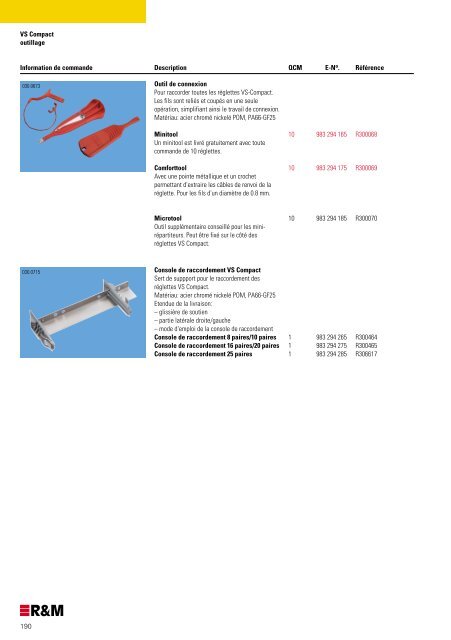 Catalogue de produits Suisse - R&M