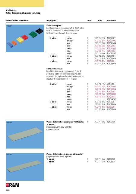 Catalogue de produits Suisse - R&M