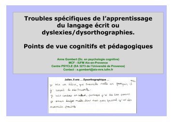 Trouble spÃ©cifique de l'apprentissage - Resodys