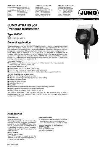 JUMO dTRANS p02 Pressure transmitter