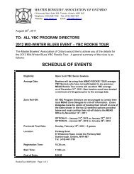 SCHEDULE OF EVENTS - Master Bowlers Association of Ontario