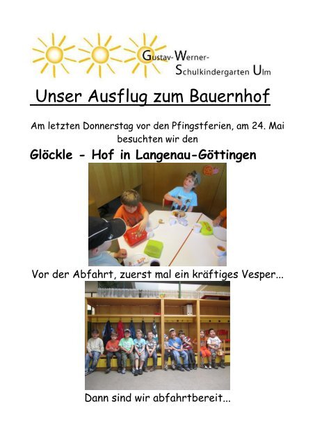 Unser Ausflug zum Bauernhof - Gustav-werner-schulkindergarten.de