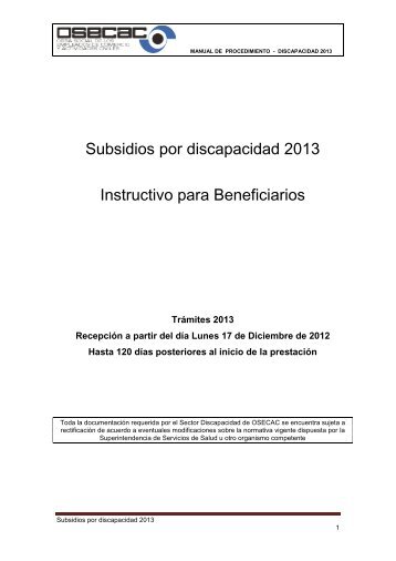 Subsidios por discapacidad - osecac